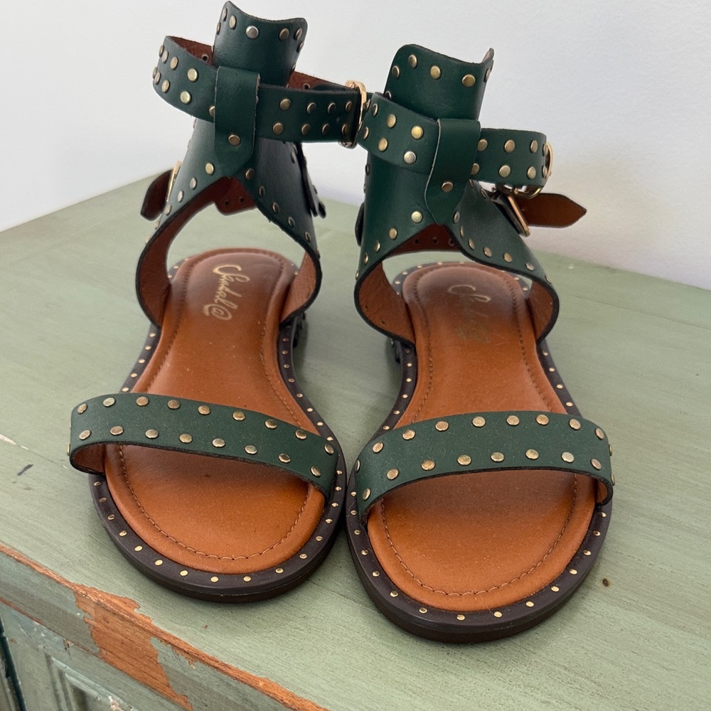 Green Studded Sandals